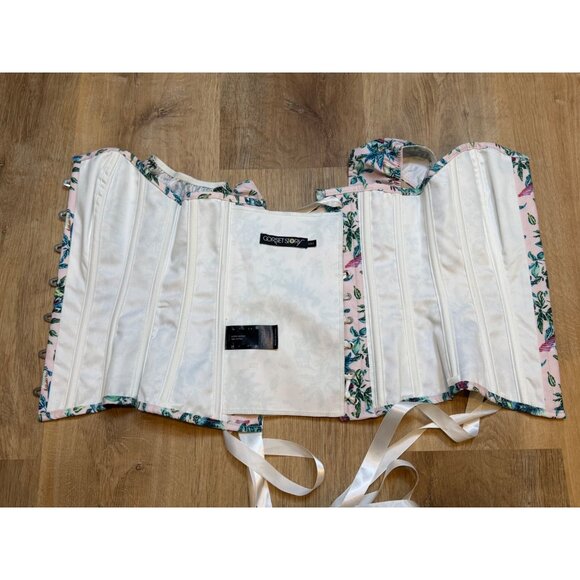 Corset Story UK6 Floral Bird Print Ruffled Corset Top - Picture 5 of 7